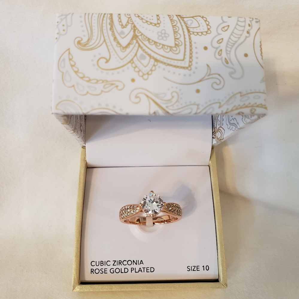 Rose Gold Plated Cubic Zirconia Ring